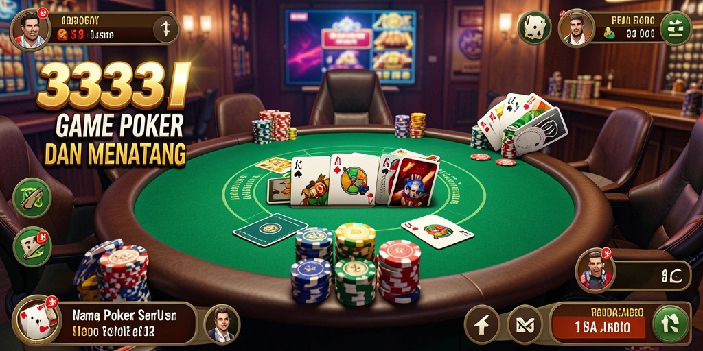 Tangkapan layar utama 333I menampilkan gameplay Poker yang menarik.