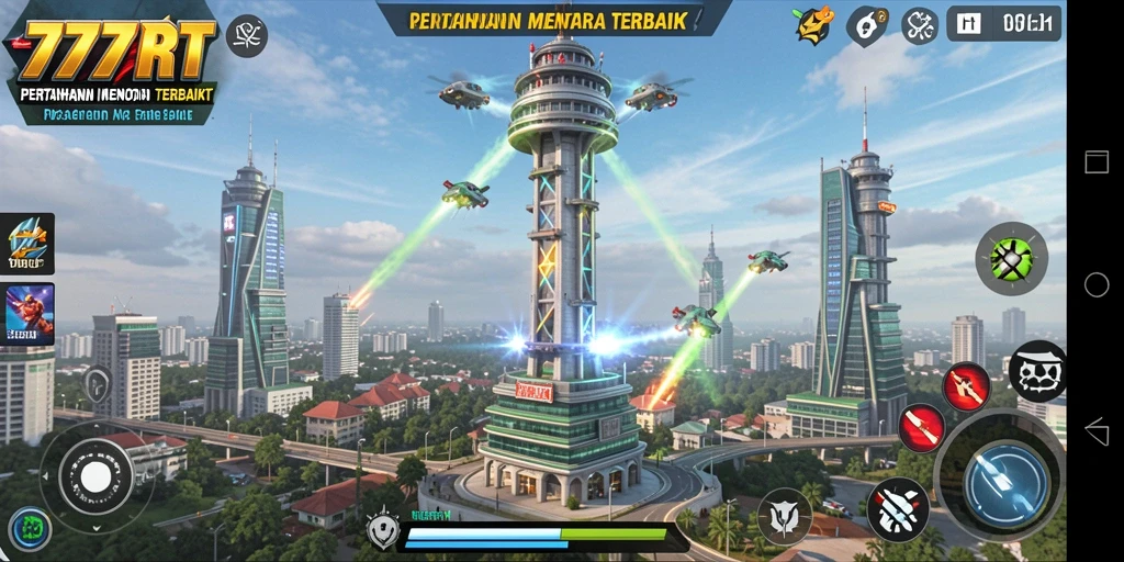 Screenshot gameplay Tower Defense yang menegangkan dan strategis.