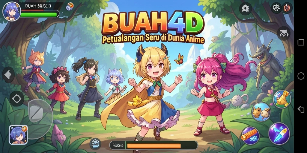 Tampilan utama BUAH4D menampilkan karakter anime dalam aksi seru.