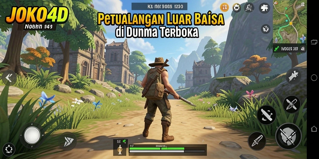 Screenshot gameplay JOKO4D menampilkan dunia terbuka yang luas dan penuh petualangan.