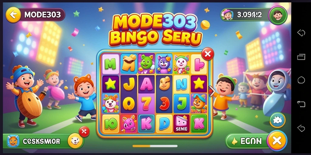 Tampilan gameplay seru dalam MODE303 dengan suasana Bingo yang menyenangkan.