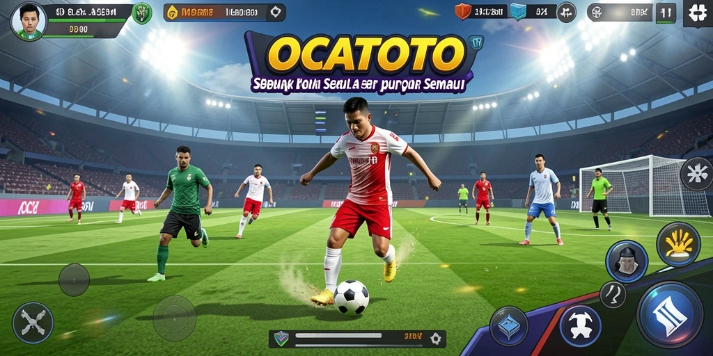 Tampilan gameplay OCATOTO yang menarik dan penuh aksi sepak bola.