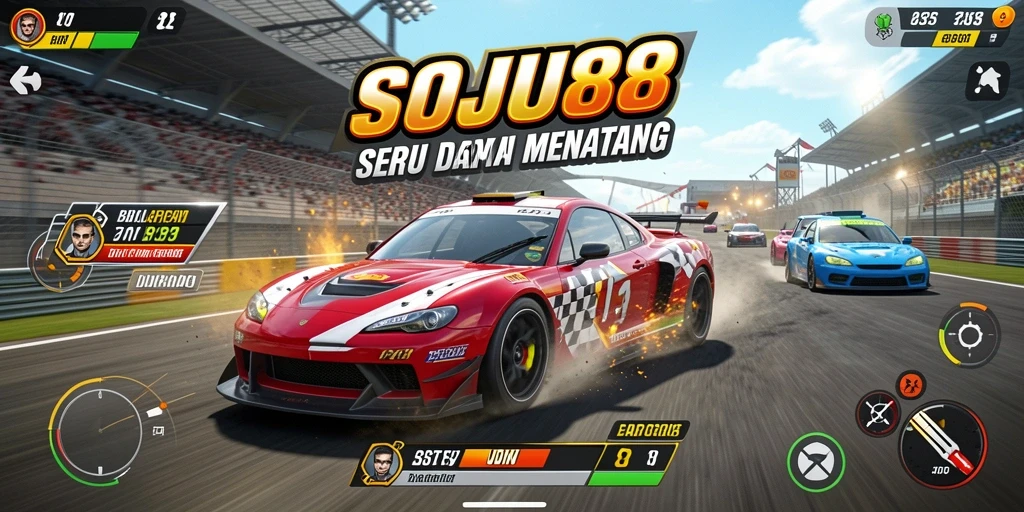 Gameplay SOJU88 yang mendebarkan di lintasan balap.